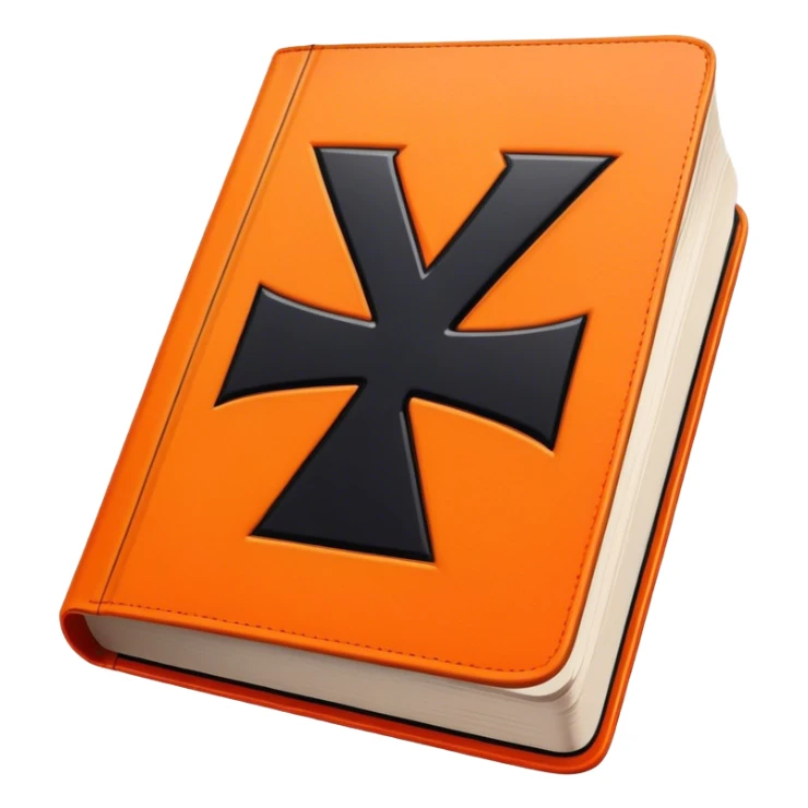 A bright orange book with a black, bold X with an edgy texture, exuding energy and pure, unapologetic confidence..orange halo aura.. unstoppable sticker