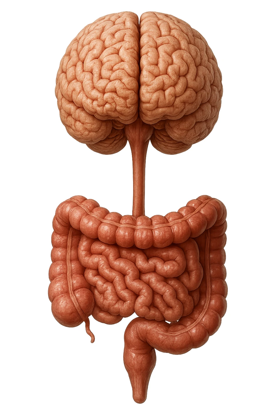 intestino e cervello sono collegati verticalmente, iperrealistico 4k sticker