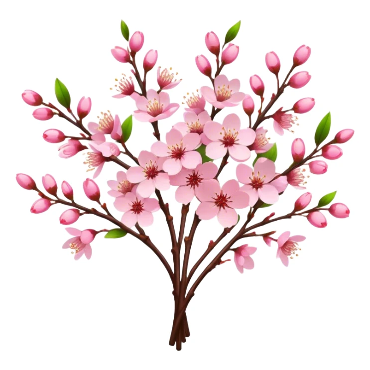 big bouquet Cherry Blossom, luxuriant, stem, leaf, bright sticker