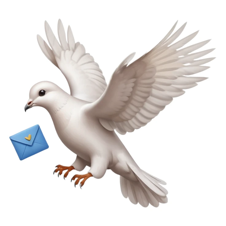 a dove flies with a letter in its paws sticker