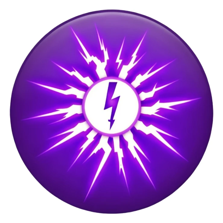 Combination of red blue lightening creating purple lightening in circle shape sticker