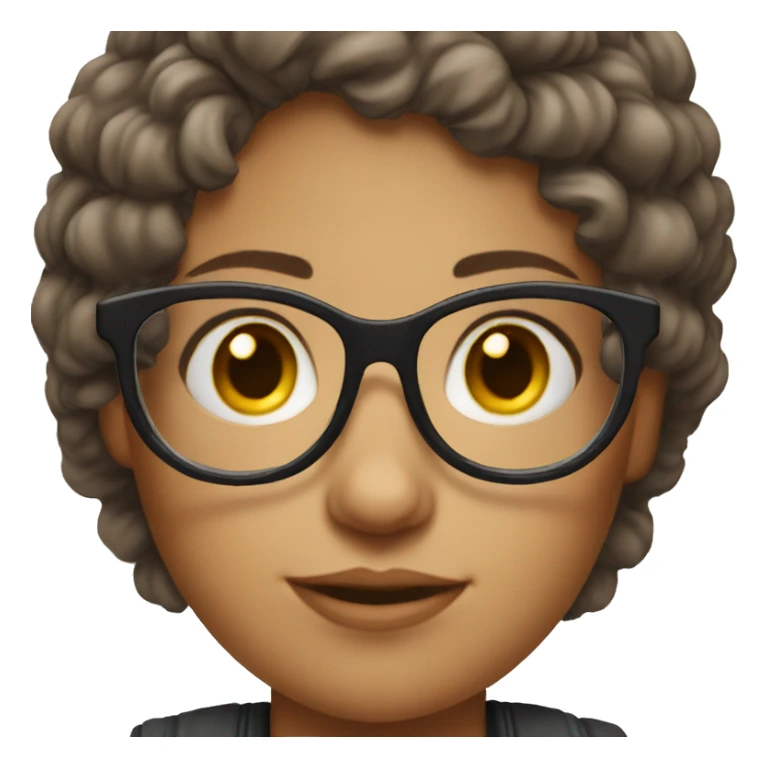 short-haired, girl with squircle glasses and beautiful face sticker