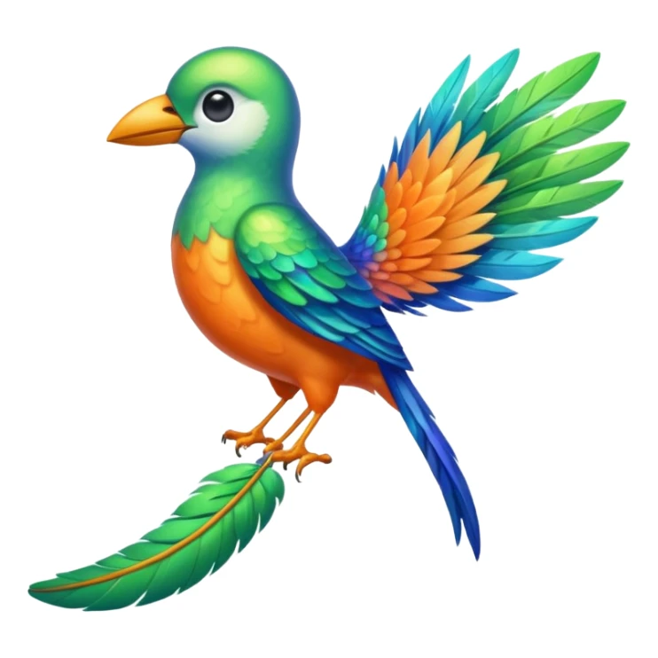 pajaro con las plumas de cola en forma de raqueta color verde azul naranja sticker