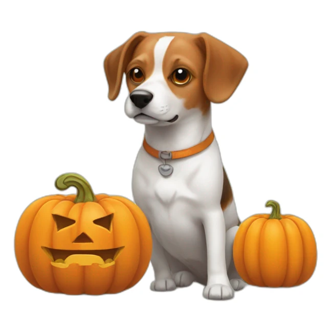 wise beagle and jack russell dog with pumpkin sticker