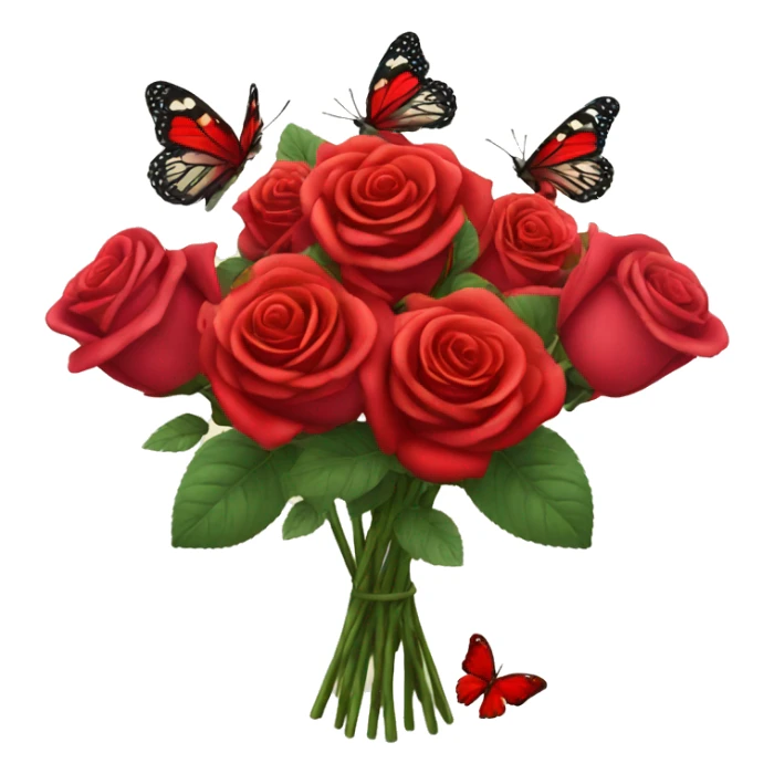 Red Roses bouquet with butterflies sticker