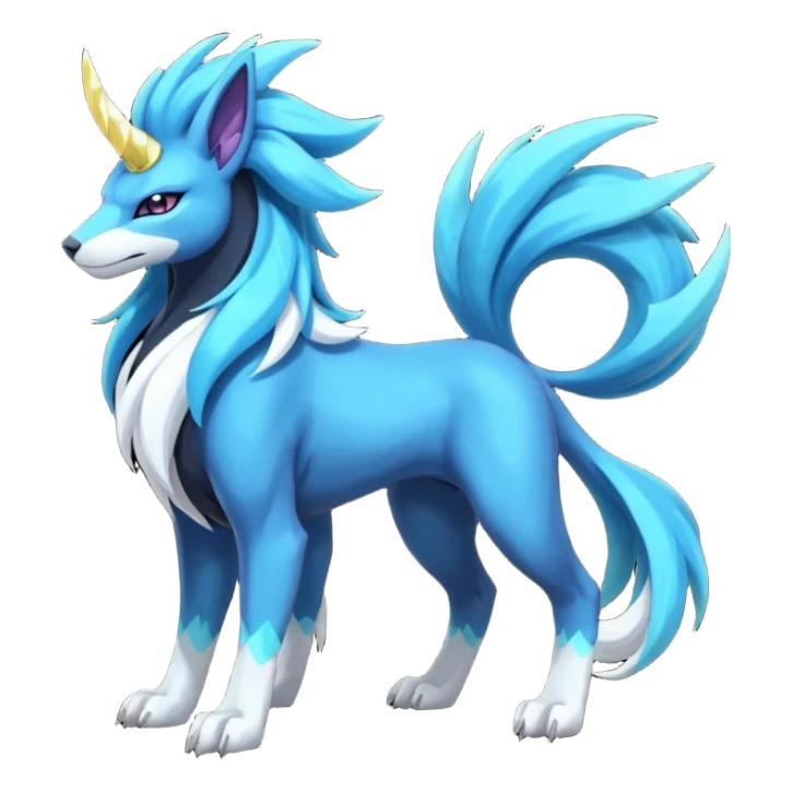 Shiny Dark Edgy Suicune-Cobalion-Manectric-Aurorus-Fakémon-hybrid-creature (full body)  sticker