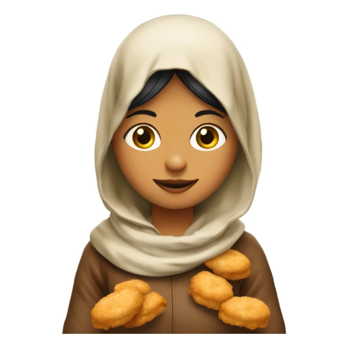 Meisje met hoofddoek die kipnuggets eet sticker
