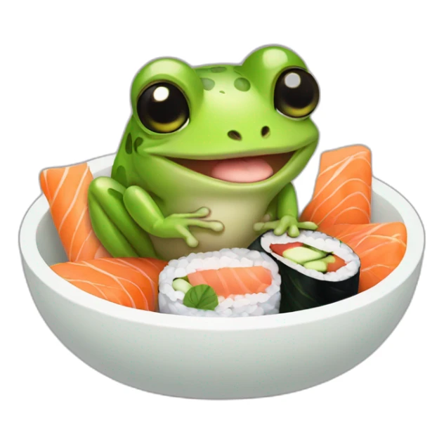 Cute Baby frog eating sushi sticker