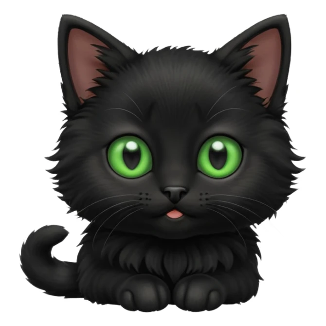 A photo-realistic digital illustration of a cute black kitten sticker