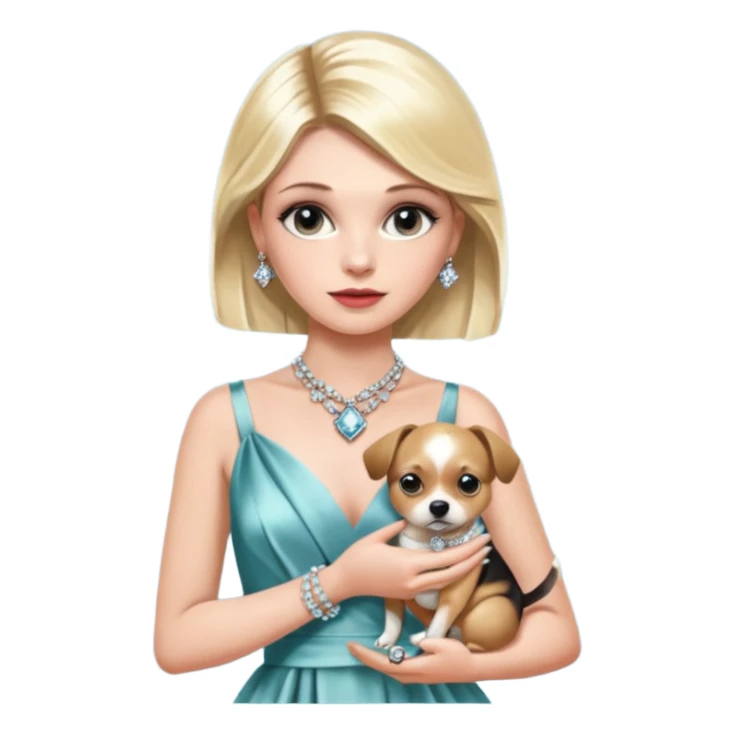 Chanel Oberlin, with a small dog in her arms, glamorous look sticker