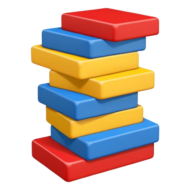 blocks ontop of eachother but staggered in different primary colours sticker