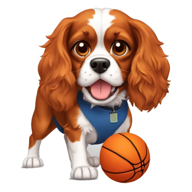 cavalier king charles paying basketball  sticker