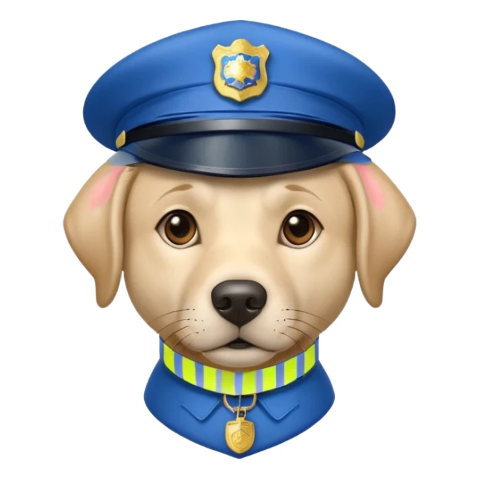  Lablador dog with a blue police cap sticker
