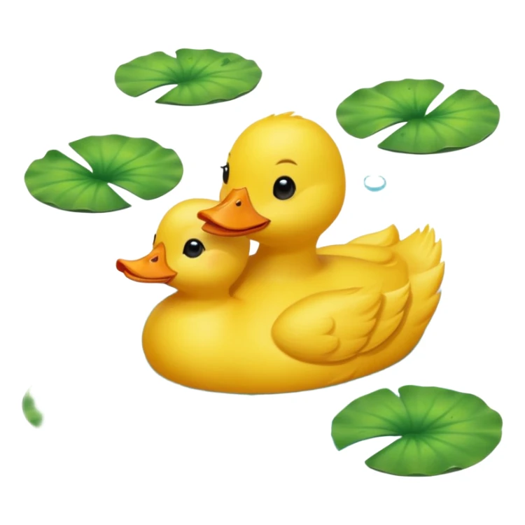A yellow duck in a lake surrounded by nature
 sticker