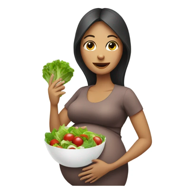 pregnant woman with salad sticker