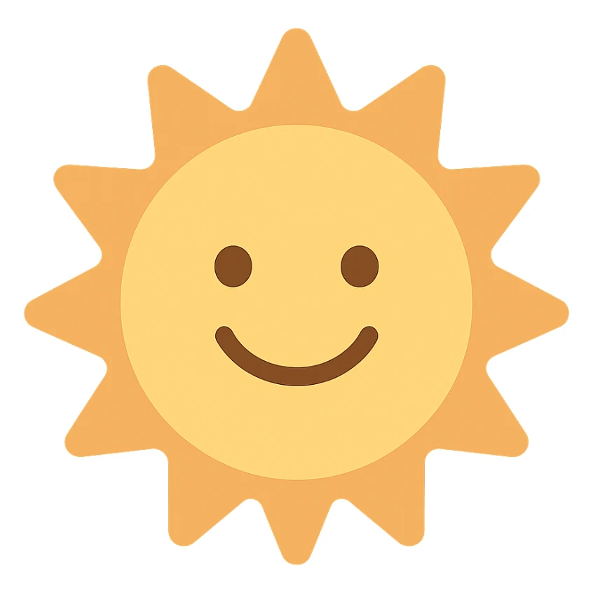 smiling sun icon with color sticker