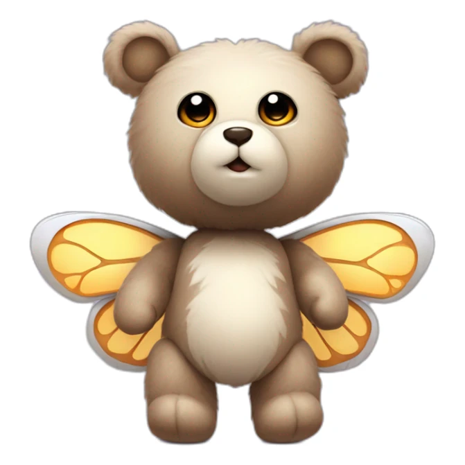 Cute, furry robot teddy bear with butterfly wings sticker