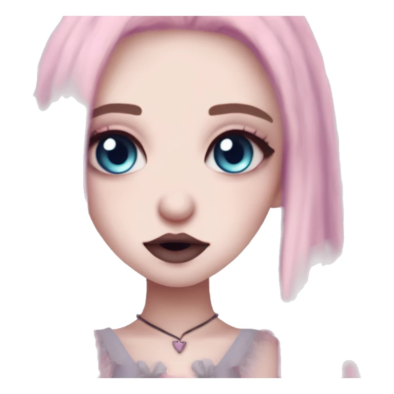 Cute pastel goth spooky brown lips CUTE pink pale vampire teeth pretty pink eyebrows vampire goth princess elf ears blue eyes pink hair sticker