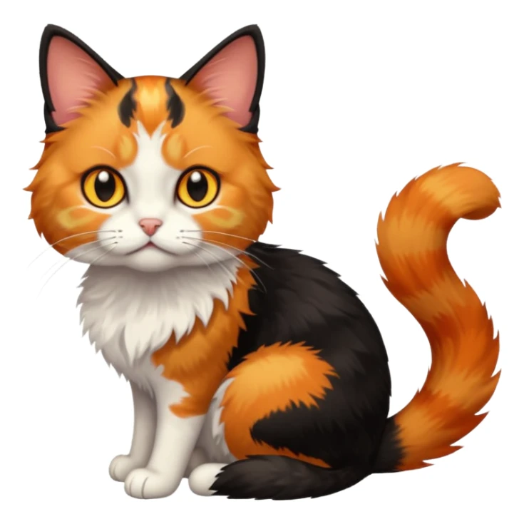 A calico cat with half its face ginger and the other half black sticker