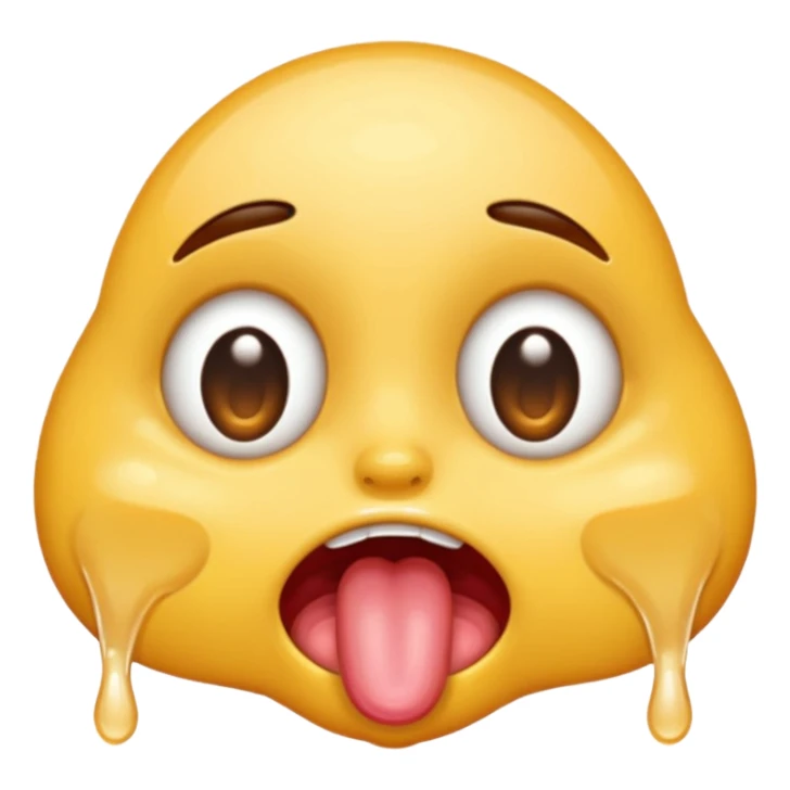 drooling emoji, licking eyes open wide, visible eye bags sticker