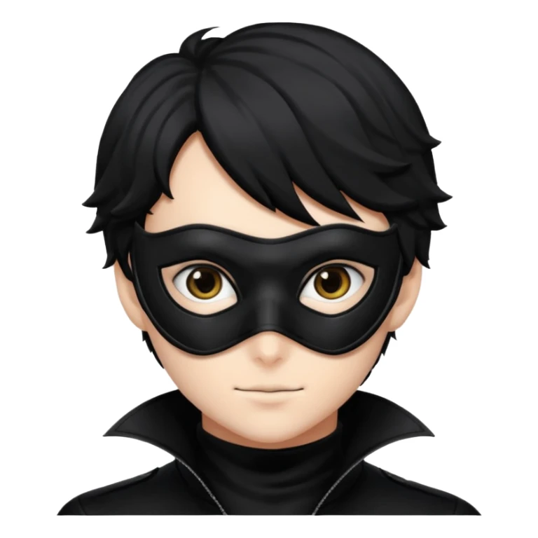 Akira persona 5 in a sleek black mask, playful eyes showing sticker