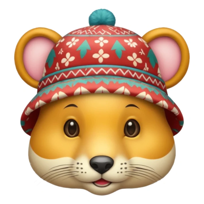 animal wearing patterned hat  sticker