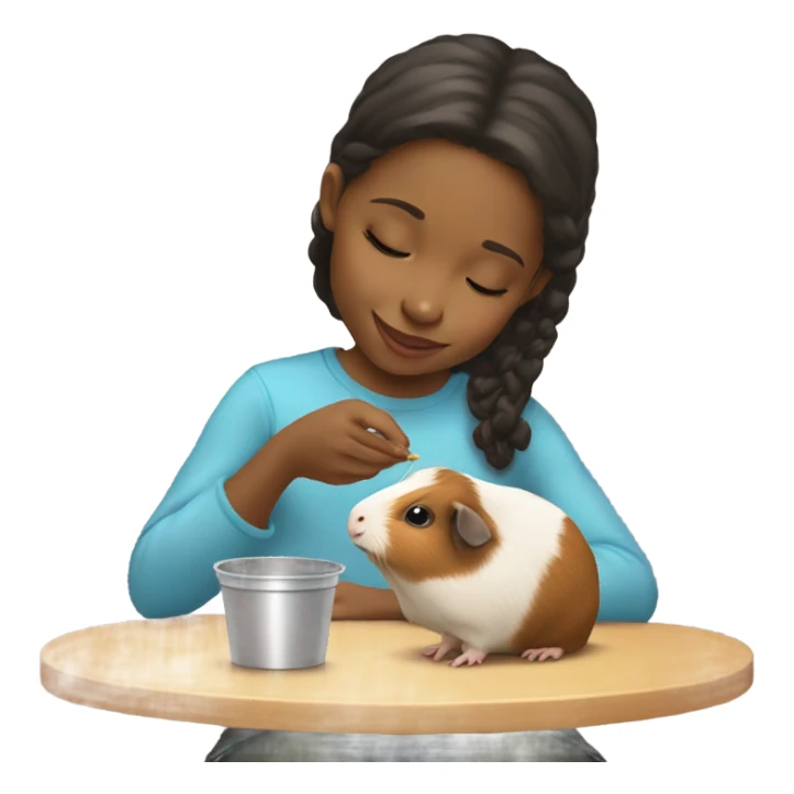 Little Light skin girl Feeding Guinea pig sticker