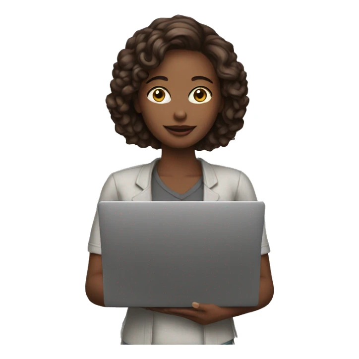 realistic woman with laptop sticker