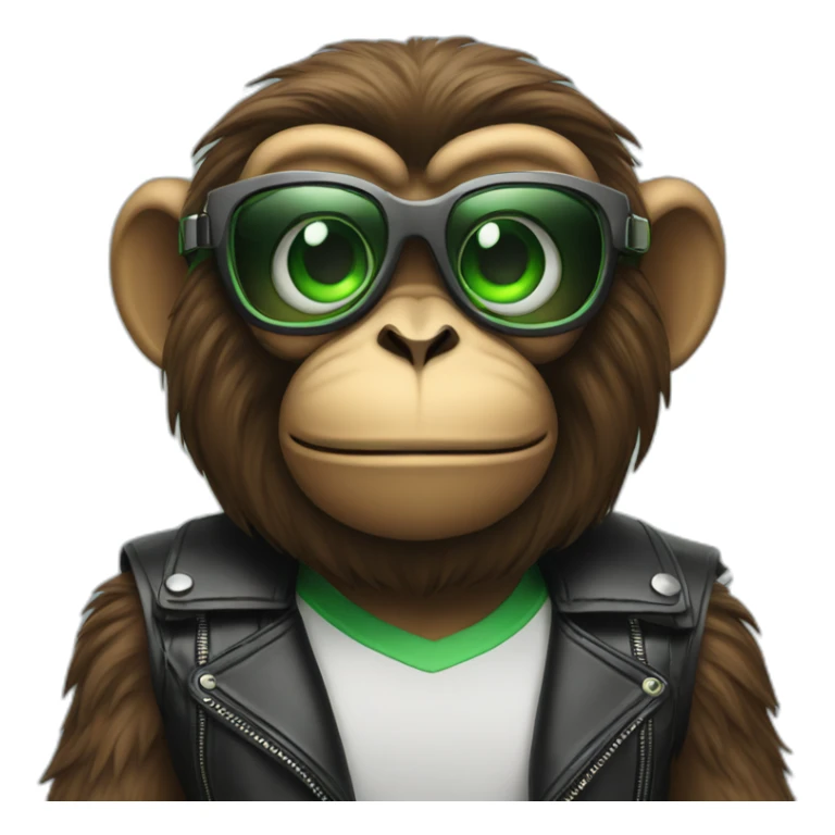 Big Monkey with green eyes and specs on motorcycle  sticker