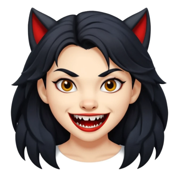 Werewolf black hair girl with a smile sticker