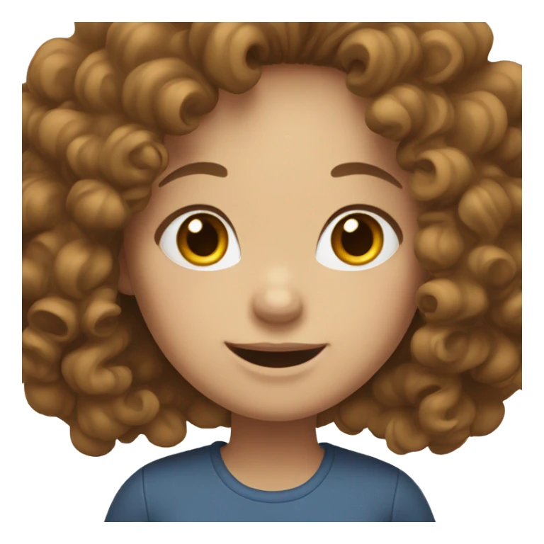girl with curly brown hair, blue eyes, white teeth sticker