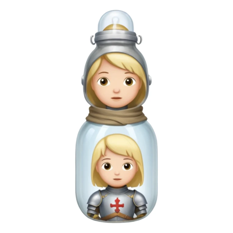 Jeanne d’arc en armure médiévale en enfermée dans un biberon  sticker