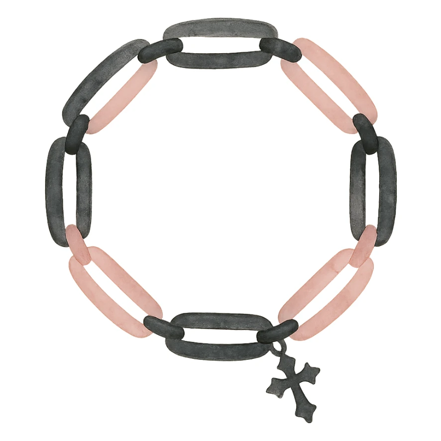 BLACKPINK-inspired gothic bracelet, no hearts, dreamy and elegant, black and pink colors sticker