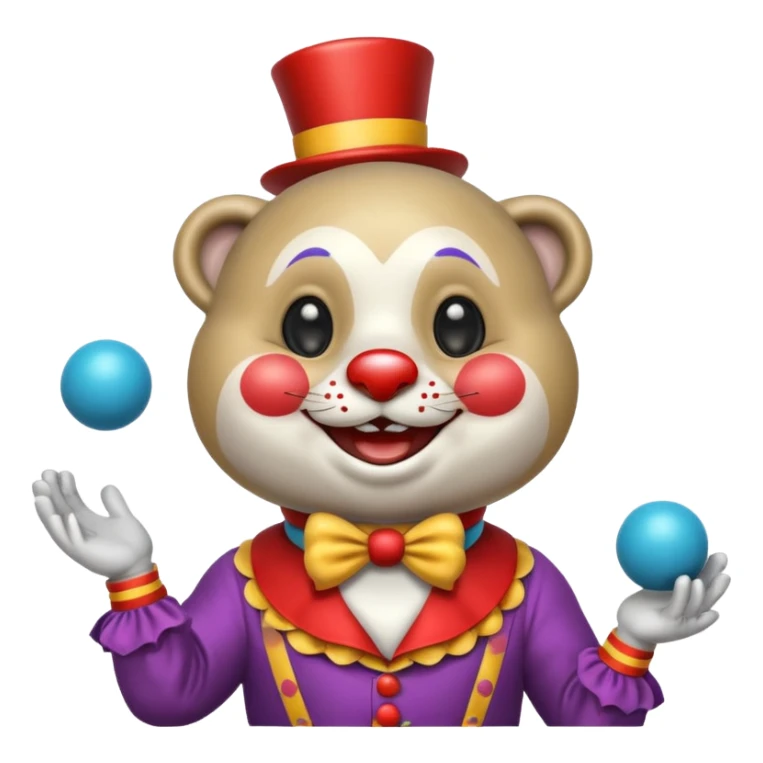 a Circus clown cute seal juggling two metal ball sticker