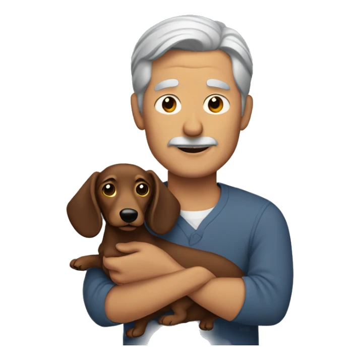  man with grey hair holding a dachshund in his arms sticker