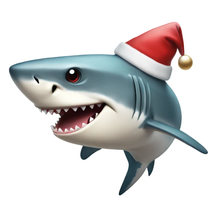 shark wearing a christmas hat  sticker