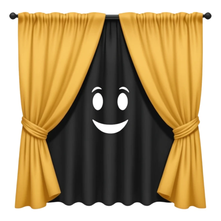 silhouette of a package hidden behind a curtain sticker