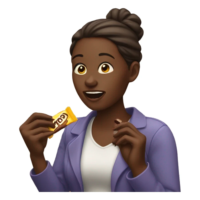 Woman eating a chocolate bar. sticker