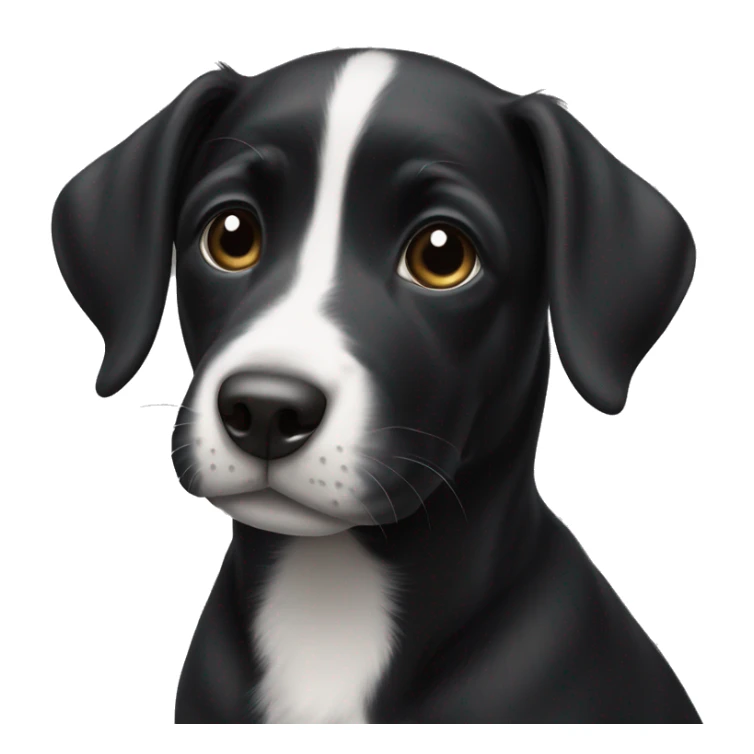 Black puppy with white stripe up nose sticker