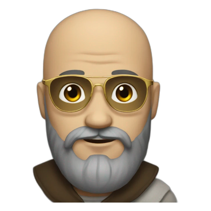 dark-haired man with bald viking beard and gold glasses sticker
