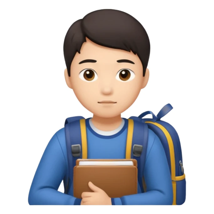 The asian student submits his work to the teacher sticker