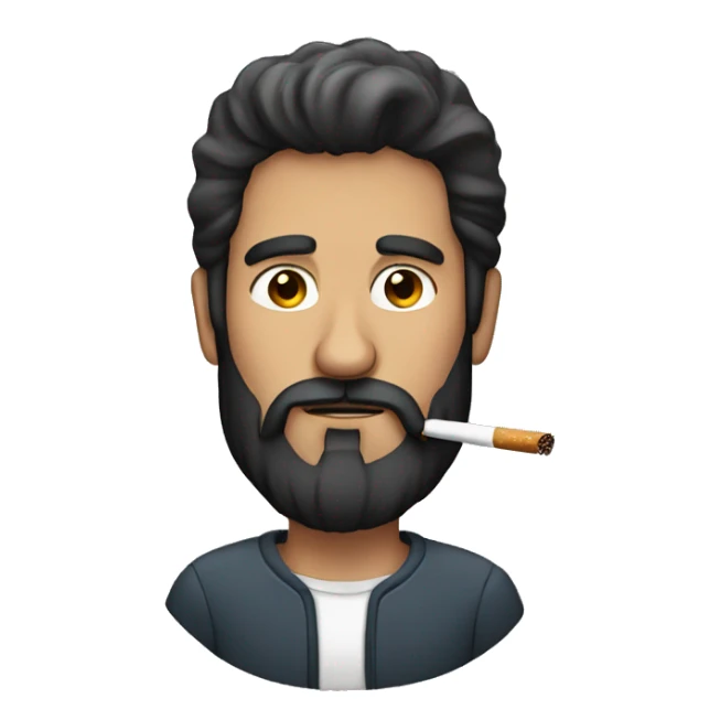 Man with dark hair and beard smoking sticker