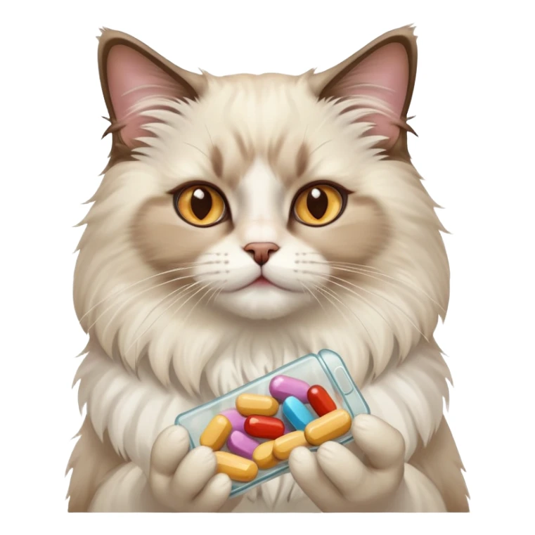 Adult ragdoll cat giving selling pills  sticker