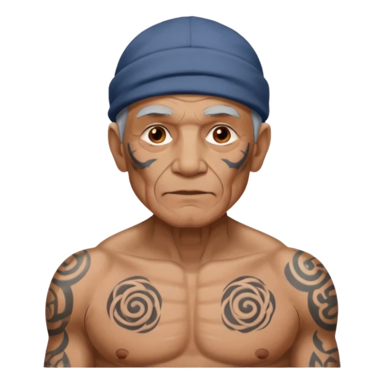 elderly man with body and face tattos sticker
