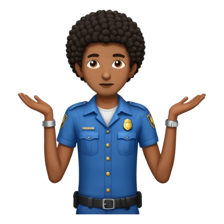 Make a dirty Indian with a short Afro that is curly hair getting arrested. Make the Indian skinny too. Give him a it support outfit not a police uniform sticker