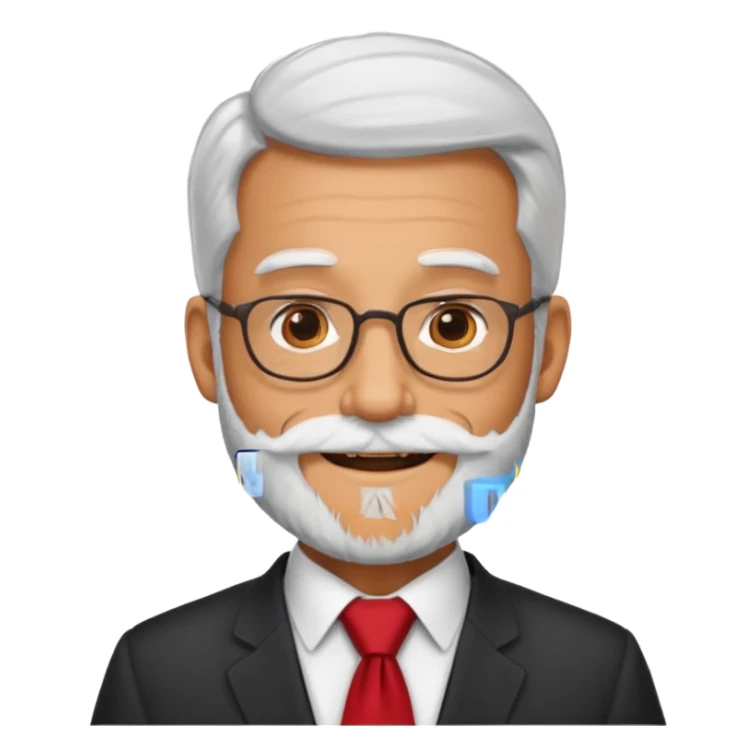 graduation day professor with red tie with white beard sticker