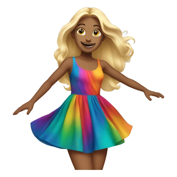 blonde long haired girl dancing in chromatic dress sticker