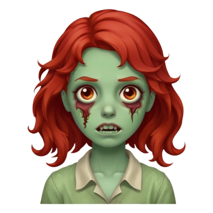 Garota zumbi com cabelo ondulado vermelho  sticker