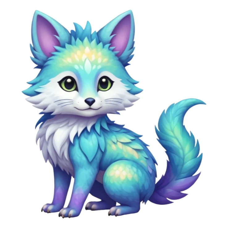 Colorful dark tropical iridescent pastel white glorious divine exotic cute cool beautiful shiny beautiful fantasy-vernid-Trico-oncilla-animal-Fakémon-hybrid-fursona (full body) sticker