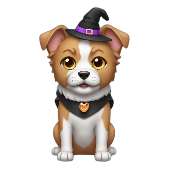 dog wearing a cat halloween costume sticker